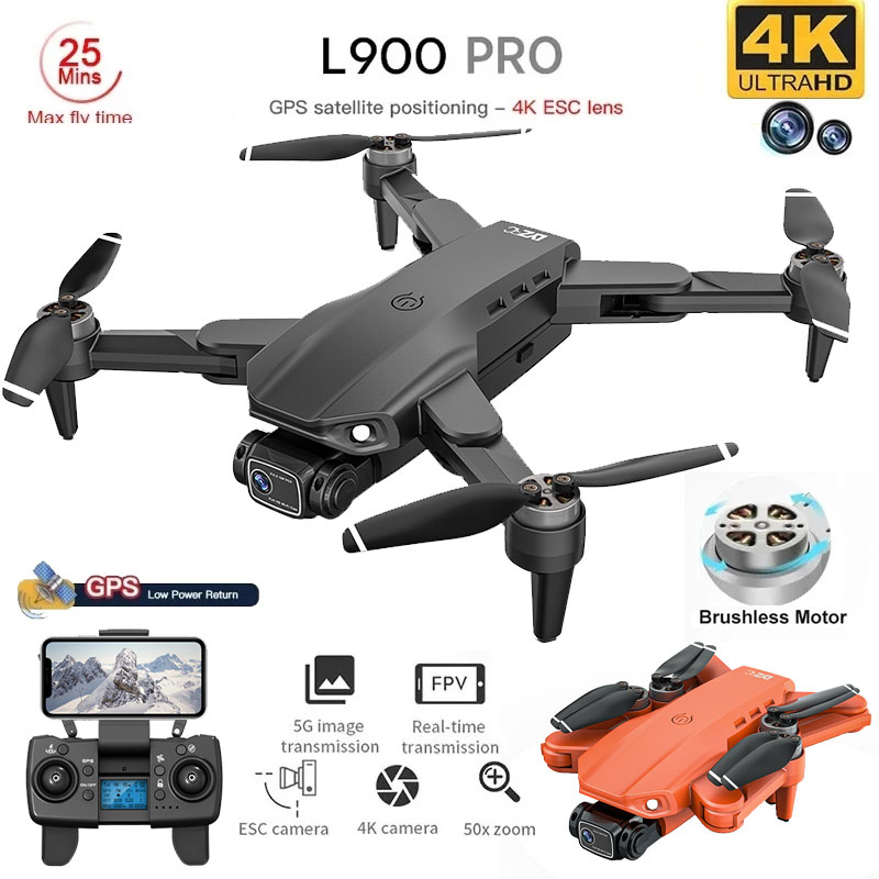 Drone Camera 4K - 折りたたみ式ブラシレスドローンl900プロ,GPS, 4k,HD,デュアルカメラ,5g,wifi,rc,距離1.2km,ドローン