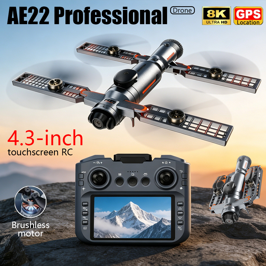 Drone Camera Waterproof - アップグレード版AE22 PRO MAX折りたたみ式ドローン 8Kデュアルカメラ FPVクアッドコプター GPS障害物回避