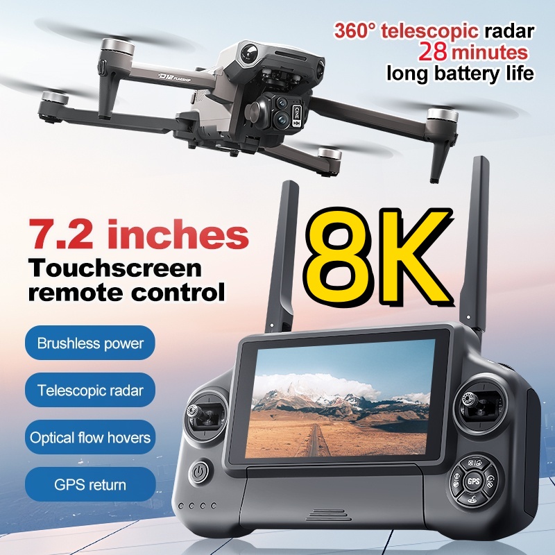 8K 3軸ジンバルブラシレス7.2インチタッチスクリーンFP - Drone Camera 4K のレビューと価格