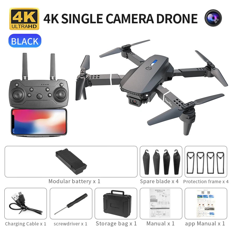 E88 Proインテリジェント折りたたみドローンは、シングル - Drone Camera 4K のレビューと価格