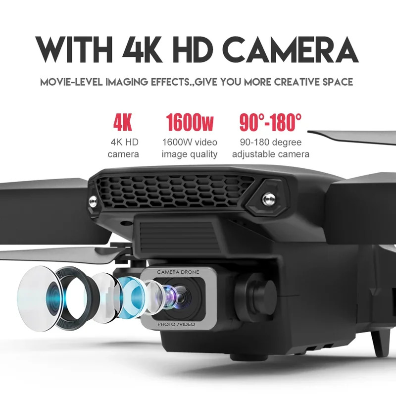 E88 Proインテリジェント折りたたみドローンは、シングル - Drone Camera 4K のレビューと価格