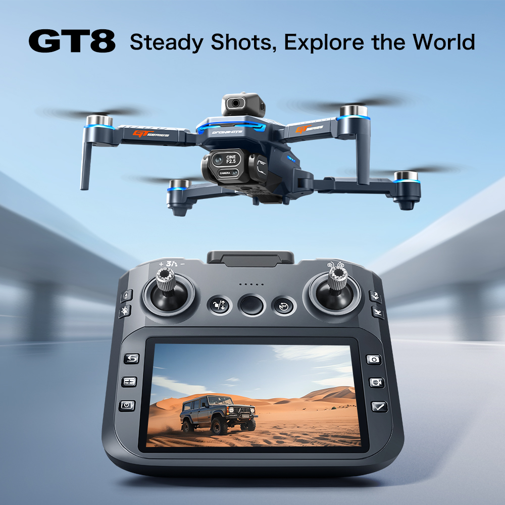 GT8 障害物回避空中ドローン – 大画面リモコン付き HD - Drone Camera 4K のレビューと価格